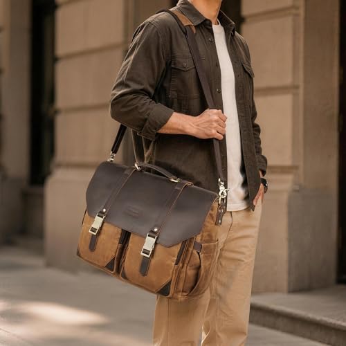 POLARE Waxed Canvas Leather Messenger