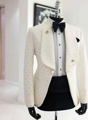 Men's Shawl Lapel 2-Piece Suit One Button Tuxedos Hot Stamping Embossing Jacket with Trousers for Banquet Wedding2