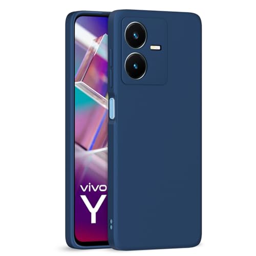 Image of Outlouders Back Cover for Vivo Y22 | Camera Protection | Durable Soft Matte Silicone Bumper Case (Blue)