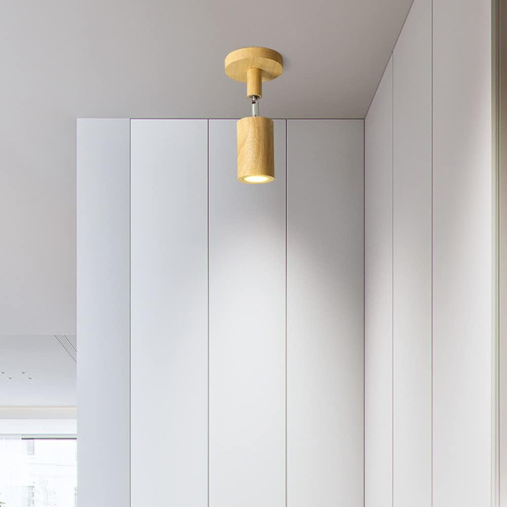 Wood Ceiling Spotlight Adjustable LED Surface Mounted Display Downlight, Directional Ceiling Mount Light Fixture Accent Spot Lamp, 6W 3 Color Mode Gallery Picture Lighting