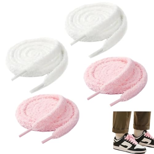 Cordones Peludos para Zapatos Deportivos - 4 Piezas, 120 cm, Color Único, Cómodos y Duraderos, Perfectos para Deportivos, Botas y Calzado Casual