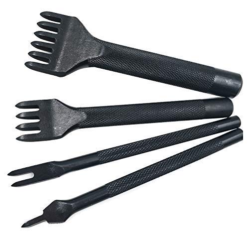 Citian Alloy Steel 4pcs 5mm 1 2 4 6 Prong Lacing Diamond Stitching Chisel Hole Punches Tool,Sharp Pricking Iron Leather Craft Tool Sets DIY Handwork