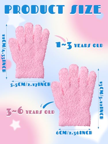 Syhood 5 Pairs Winter Kids Gloves Toddler Fluffy Knitted Gloves Full Finger Warm Mittens for Little Boys Girls3