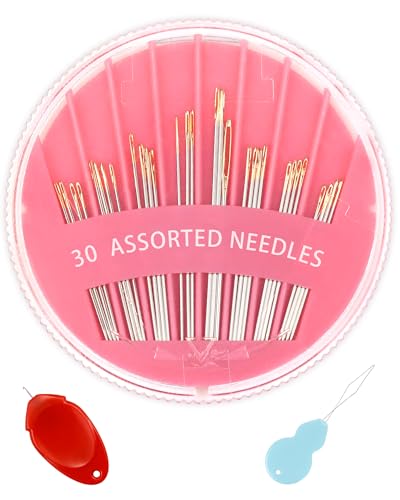 30-Count Steel Sewing Needles for Hand Sewing, 6 Sizes Large