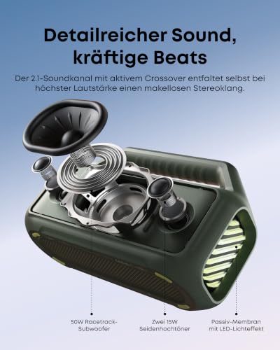 soundcore by Anker Boom 2 Outdoor-Lautsprecher, 80W, Subwoofer, BassUp 2.0 – Ansicht 3