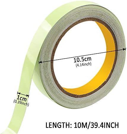 2PCS Luminous Tape,10m x 10mm Glow in Dark Tape Waterproof Fluorescent Adhesive Tape Warning Tape for Stairs Stage Supplies Decoration(Green Light)