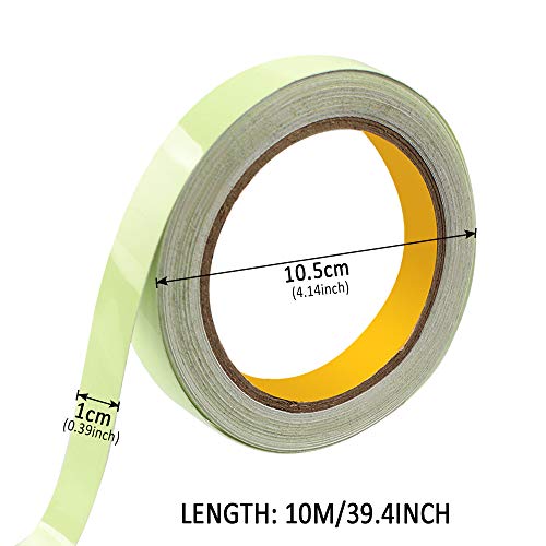 Image of 2PCS Luminous Tape, 10m x 10mm Glow in Dark Waterproof Fluorescent Adhesive Warning Tape for Stairs Stage Supplies Decoration (Green Light)