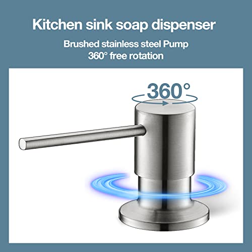 Soap Dispenser For Kitchen Sink, Ouen Brushed Nickel Pump Soap Dispenser, Built In Countertop Pump Head With 17Oz Liquid Soap Bottle #TOP4