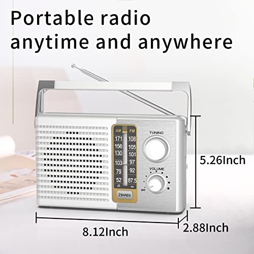 Yewrich AM FM Radio with Best Reception, Portable Battery Operated Transistor Radios, Headphone Jack, AC Powered, Suit for Senior and Home, White by Yewrich - Image 3