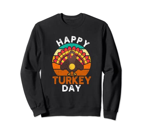 Funny Thanksgiving Holiday Retro Thankful Happy Turkey Day Sweatshirt