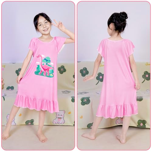 MHJY 2PCS Girls Nightgowns Toddler Nightgown Short Shirts Sleepwear Night Sleep Dress Princess Pajamas for 3-10 Years Kids3