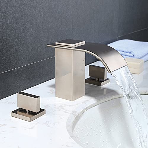 Robinet cascade lavabo 3 trous en laiton brossé haut de gamme
