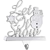 Klikel Stocking Holder Let It Snow Christmas Stocking Hanger for Mantel Metal Christmas Stocking Holder for Fireplace Mantle Heavy Stocking Holder for Mantle with White Snowflake and Snowman