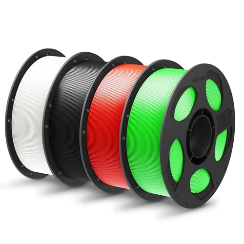 Image of ANYCUBIC PLA Plus (PLA+), 3D Printer Filament 1.75mm Bundle, High Toughness, Dimensional Accuracy + /- 0.02mm, 4 Pack 1KG Reusable Spool, White, Black, Red, Green