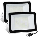 UFOND 10000Lumens LED Flood Lights Outdoor,100W Waterproof Work Light, Lighting Angle Adjustable Flo