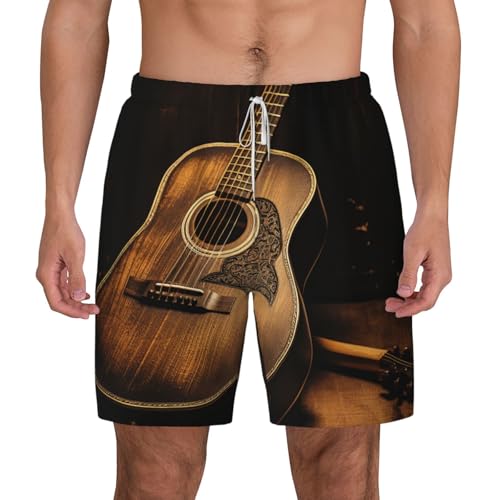 Men's Swim Trunks Quick Dry Board Shorts Old west Guitar Beach Shorts with Pocket Bathing Suits for Men
