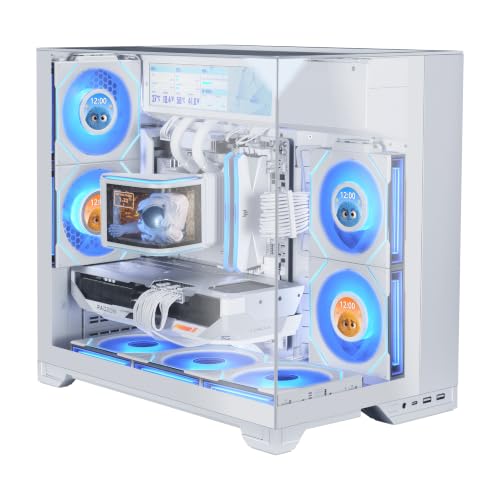 Lian Li O11 Vision-M Digital mATX PC Case, 9.2" LCD, 1 x 140mm Fan, White
