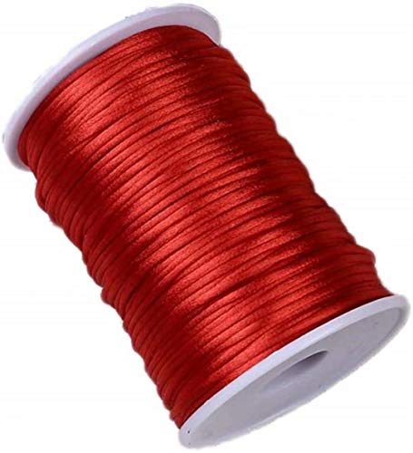 Vivianbuy Red 2.5mm Dia Satin Cord 109 Yard Rattail Silk Cord, Nylon Satin Trim Cord for Necklace Shoelaces DIY Making