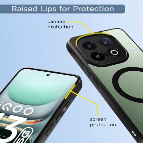 Image of Outlouders Back Cover for iQOO 13 5G Compatible with Mag-Safe | Shockproof Design | Hard Transparent Back Case (Black Mag-Safe)
