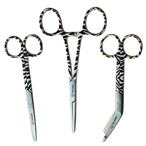 Set de ciseaux d'infirmière Zèbre - Ciseaux à bandages - Accessoires infirmiers - Ciseaux de premiers secours - Ciseaux médicaux - Kocher - Cadeau pour infirmière