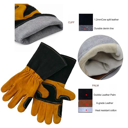 Guantes de cuero de vaca profesionales para forja y soldadura de alta resistencia 5