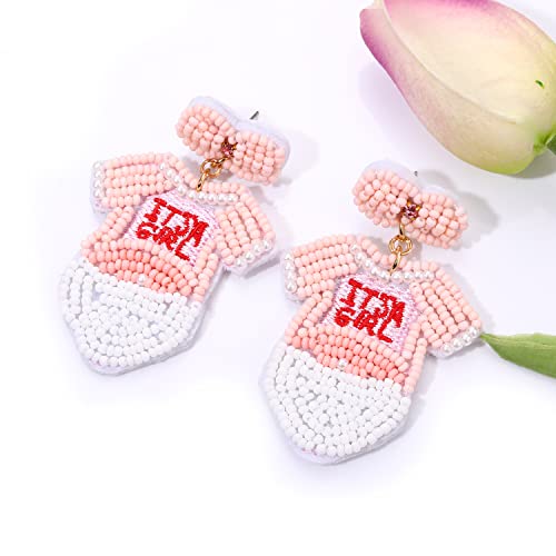 Baby Shower Earrings for Women Beaded Gender Reveal Earrings Adorable It’s a Girl or Boy Bodysuit Earrings Cute New Mom To Be Gifts Pregnancy Gift2