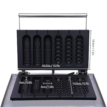 1500W Edelstahl Waffeleisen Elektro Hotdog Waffle Maker Kommerzielle Waffelpfanne Waffelsticks Corn Dogs 6 Grid Commercial Machine Für Bäckereien Familie Restaurants 50-300 ℃ – Bild 4