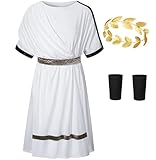 Kids Greece Toga Costume for Boys Ancient Greek Rome Mythos Philosopher Senate holaween Cosplay 9-10 Years White