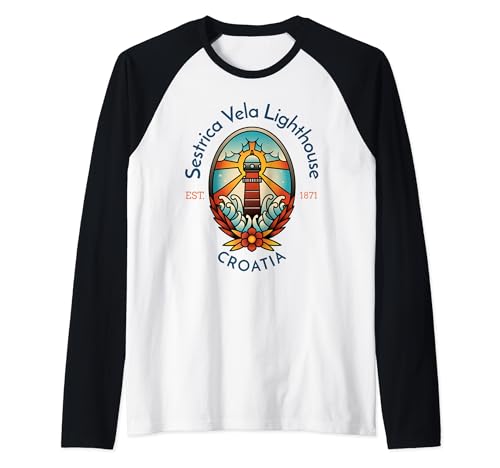 Faro Sestrica Vela Croacia Camiseta Manga Raglan