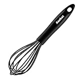 Anaeat 9" Silicone Balloon Whisk, Perfect for Non-Stick Cookware, Milk and Egg Beater Blender, Heat Resistant Kitchen Whisks for Whisking, Cooking, Baking, Beating, Frothing & Stirring (Black)