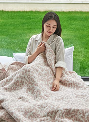 Atmosurely Ultra Soft Cozy Knitted Throw Blanket Microfiber Leopard Print Fluffy Blanket Beige Lightweight Fleece Blanket For Bed Sofa Couch 51X63 Inches (Leopard Beige) #TOP4