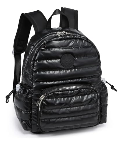 Mochila Feminina Kika Pequena Metalizada Casual Luxo (Preto)