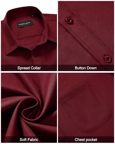 Image of Alimens & Gentle Men's Short Sleeve Dress Shirts Wrinkle Free Untucked Casual Button Down Shirt