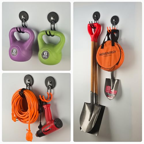 Image of MUTUACTOR Updatde Magnetic Hooks,40lbs 2Packs Strong Magnetic Hooks Heavy Duty,Anti-Scratch Heavy Duty Double Metal J-Hook for Organizing Cordless Impact Drivers Trailer Cord Garden Shovel Tool Box