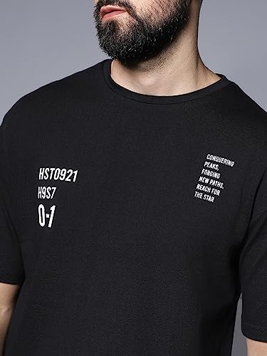 Image of HIGH STAR Men's Typography Applique Regular Fit T-Shirt