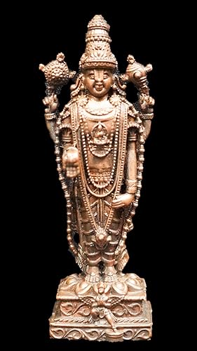 Image of Copper Idols India, 2.8 inches, Handmade Copper Tirupati Balaji, 150 Grams, Patina Antique Finish, Pack of 1 Piece
