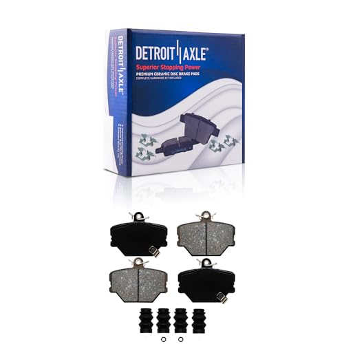 Image of Detroit Axle - Front Brake Pads for 2005-2016 Smart Fortwo Ceramic Brake Pads w /Hardware 2006 2007 2008 2009 2010 2011 2012 2013 2014 2015 Replacement