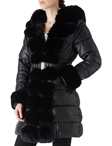 RISISSIDA Puffer Jacket Women Winter Fur Lined Coat with Long Fur Collar Hooded, Warm Leather Bubble Overcoat Cold-resistant3