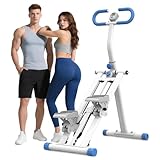 Stair Stepper for Home Gym, Foldable Full Body Exercise Climbing Machines, Vertical Climber Workout Machine with Resistance & Adjustable Handles, Frame Stable (Blue)