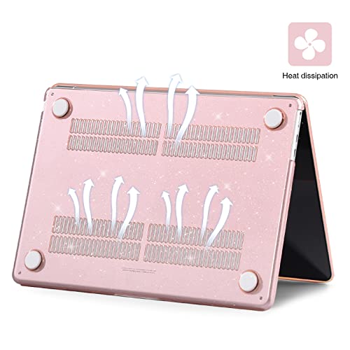 Image of EooCoo Case Compatible with MacBook Neo 13 inch 2026 Model A3404 with A18 Pro chip, Glitter Lightweight Hard Shell Scratch Resistant Protective Cover, Sparkly Blush