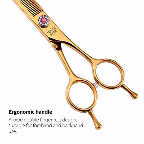 Fenice Peak Professional Dog Grooming Scissors Pet Curved Thinning Shears 7.0'' Extremely Sharp Blades 440C Steel Thinning Scissors Durable Smooth Motion & Fine Cut For Dogs And Cats(Gold) #TOP3