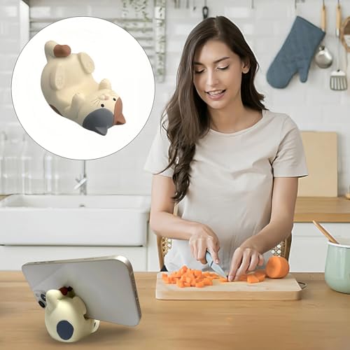 Image of ZORBES Resin Cat Figurine Phone Stand Holder, Sturdy Design to Hold Smartphones Without Tipping, Cute Mobile Stand for Desk, Gift for Cat Lovers, Desk Decor Accessory, 3.2 * 2.4inch
