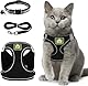 Verstellbares Katzengeschirr Ausbruchsicher, Verstellbares Katzen Geschirr Mit Leine, Weichem Innenfutter Und Atmungsaktivem Mesh, Reflektierend Geschirr Set FüR Outdoor Training Gehen, XS (Schwarz)