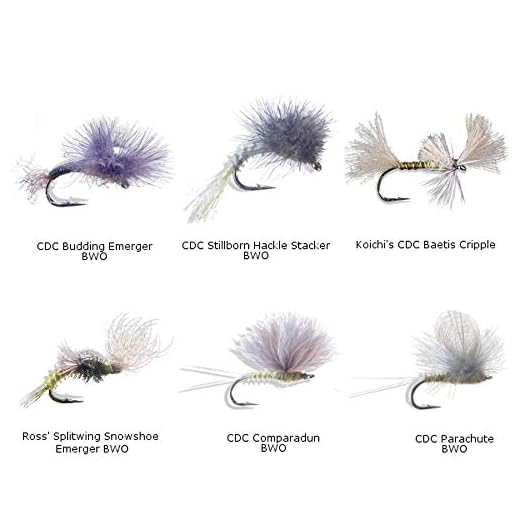 Mayfly - BWO CDC Dry/Emerger/Cripple Flies - 12 Piece Fly Assortment Kit