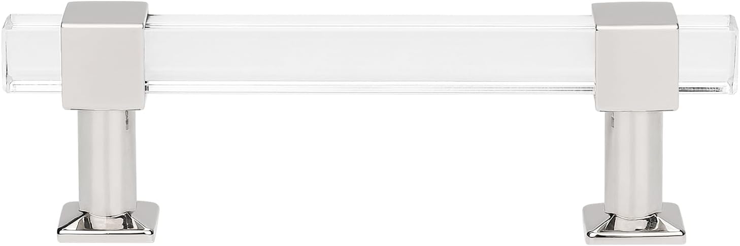 Mengico 3-1/2 Inch Cabinet Pulls Kitchen Cabinet Handles 15 Pack Polished Chrome Modern Drawer Pulls Acrylic Cabinet Hardware for Bathroom and Bedroom