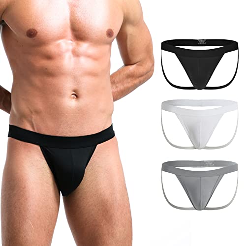 KAREN SPACE Men's Jockstrap Sexy Underwear, Ice Silk G-String Athletic Supporters for Men