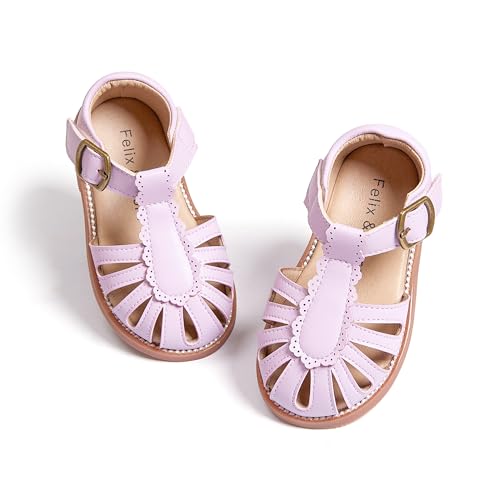 Image of Felix & Flora Toddler Girls Sandals Soft Rubber Princess Flat Shoes Flower Girl Shoes