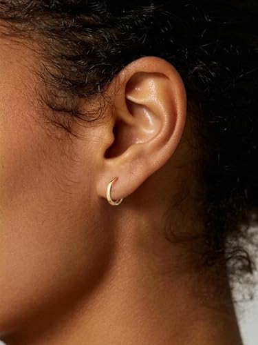 Image of ChicSilver 925 Sterling Silver Huggie Hoop Earrings Small Hoop Earrings for Women Hypoallergenic Silver Huggie Earring Cartilage Earrings for Women (6 /8 /10 /12 /14 /16 /18 /20MM)