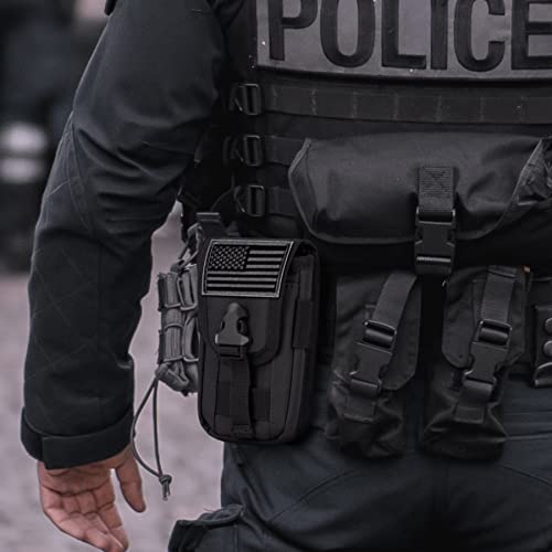 Ironseals Tactical Cell Phone Holster Pouch, Tactical Smartphone Pouches Cellphone Case Molle Gadget Bag Molle Attachment Belt Holder Waist Bag For 4.7"-6.7" With Armor Case On With Us Flag Patch #TOP6