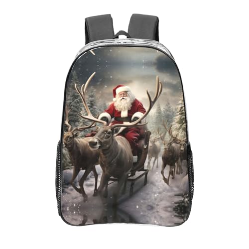 Grand sac à dos PVC transparent imprimé Père Noël pour voyage mixte et loisirs extérieurs